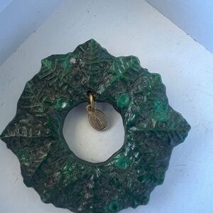 Gold and Green Pendant brooch religious